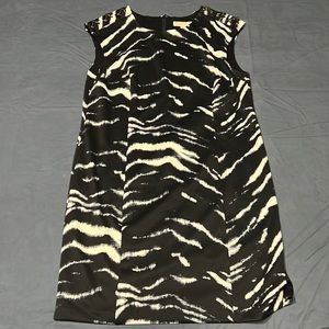 Michael Kors Wild Zebra Print Dress -Leather Criss-Cross Shoulder Design SIZE XL